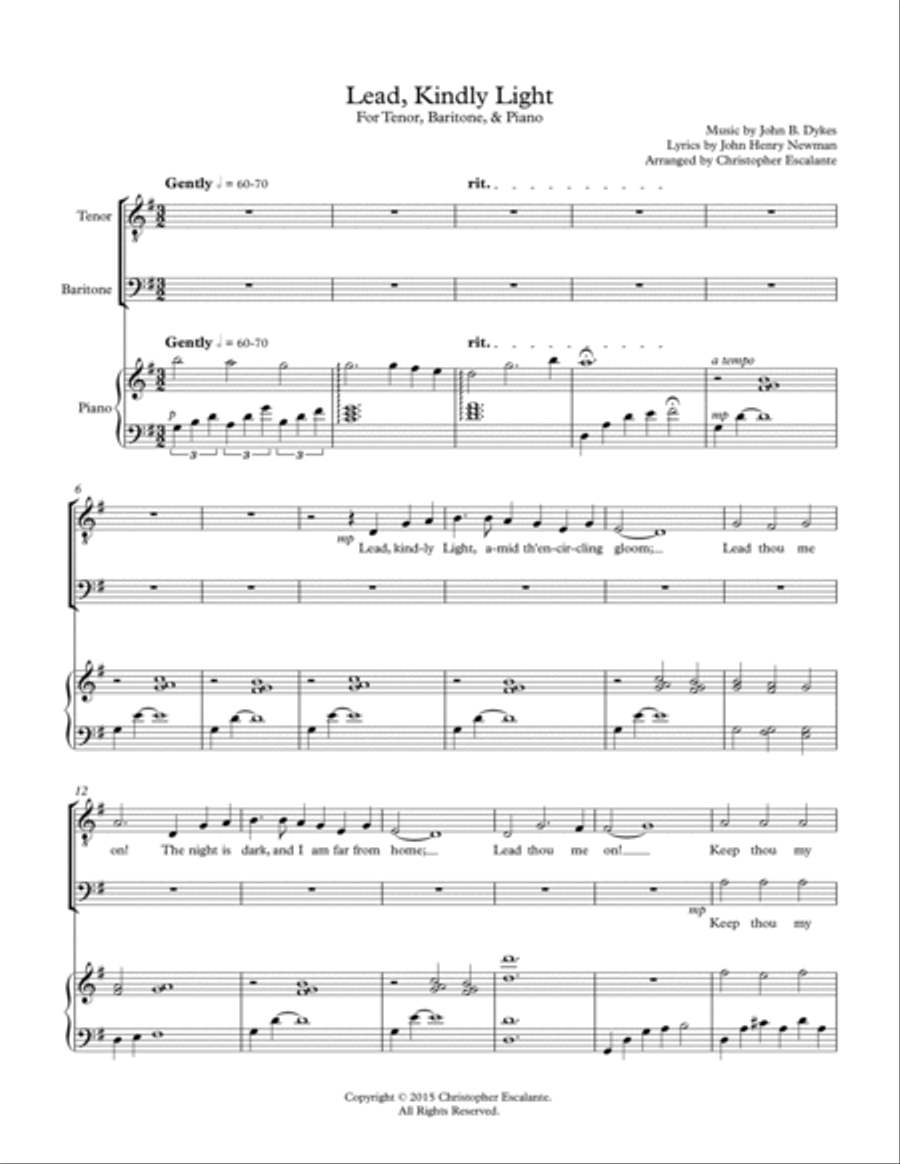 Lead, Kindly Light - For Tenor, Baritone, and Piano Piano scores gallery preview page 2