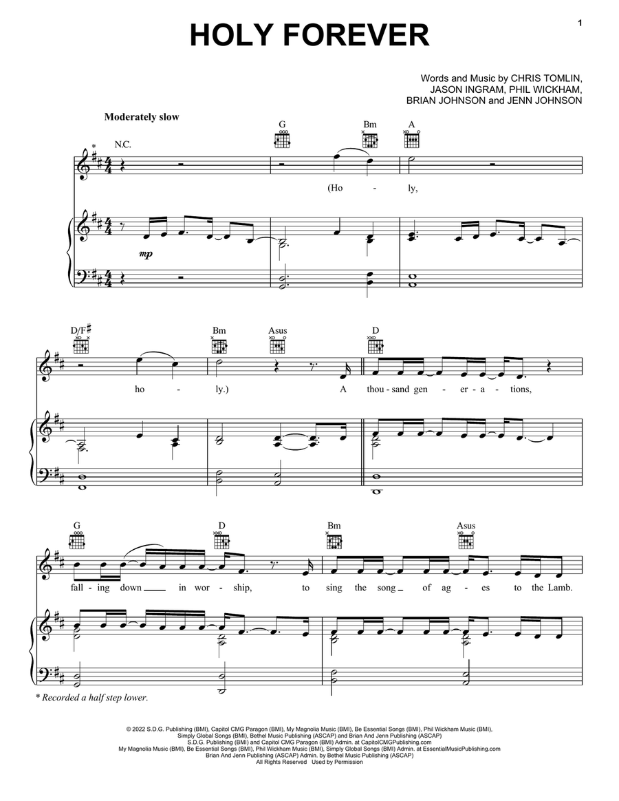 Holy Forever Piano, Vocal, Guitar scores gallery preview page 1