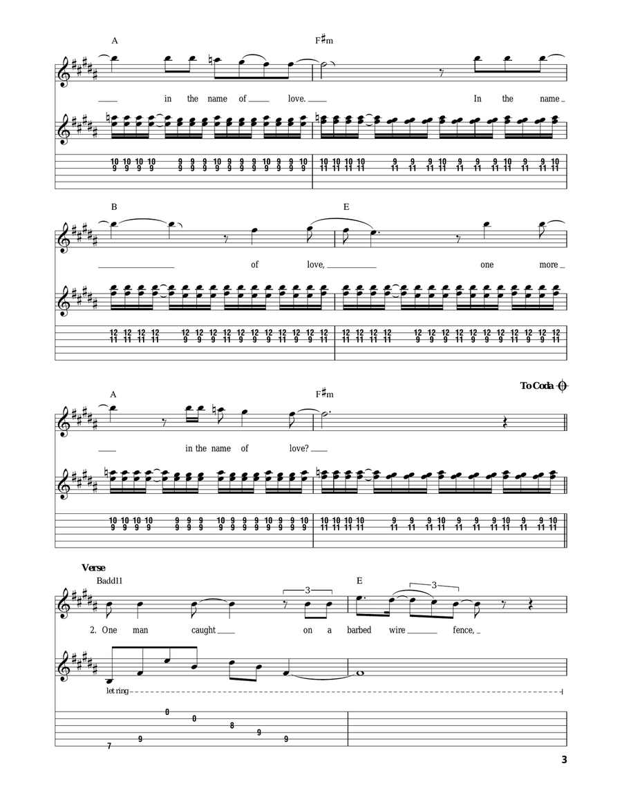 Pride (In The Name Of Love) Acoustic Guitar scores gallery preview page 3