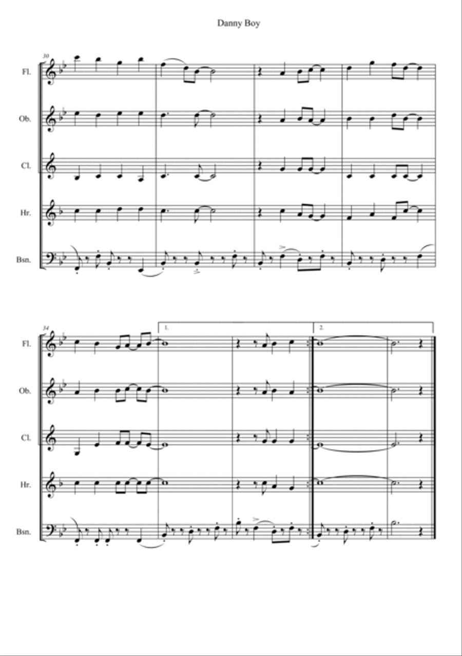 Danny Boy Danny Boy Woodwind Quintet scores gallery preview page 4