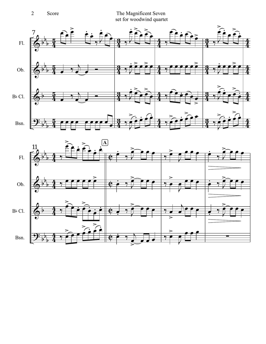 The Magnificent Seven The Magnificent Seven Woodwind Quartet scores gallery preview page 3