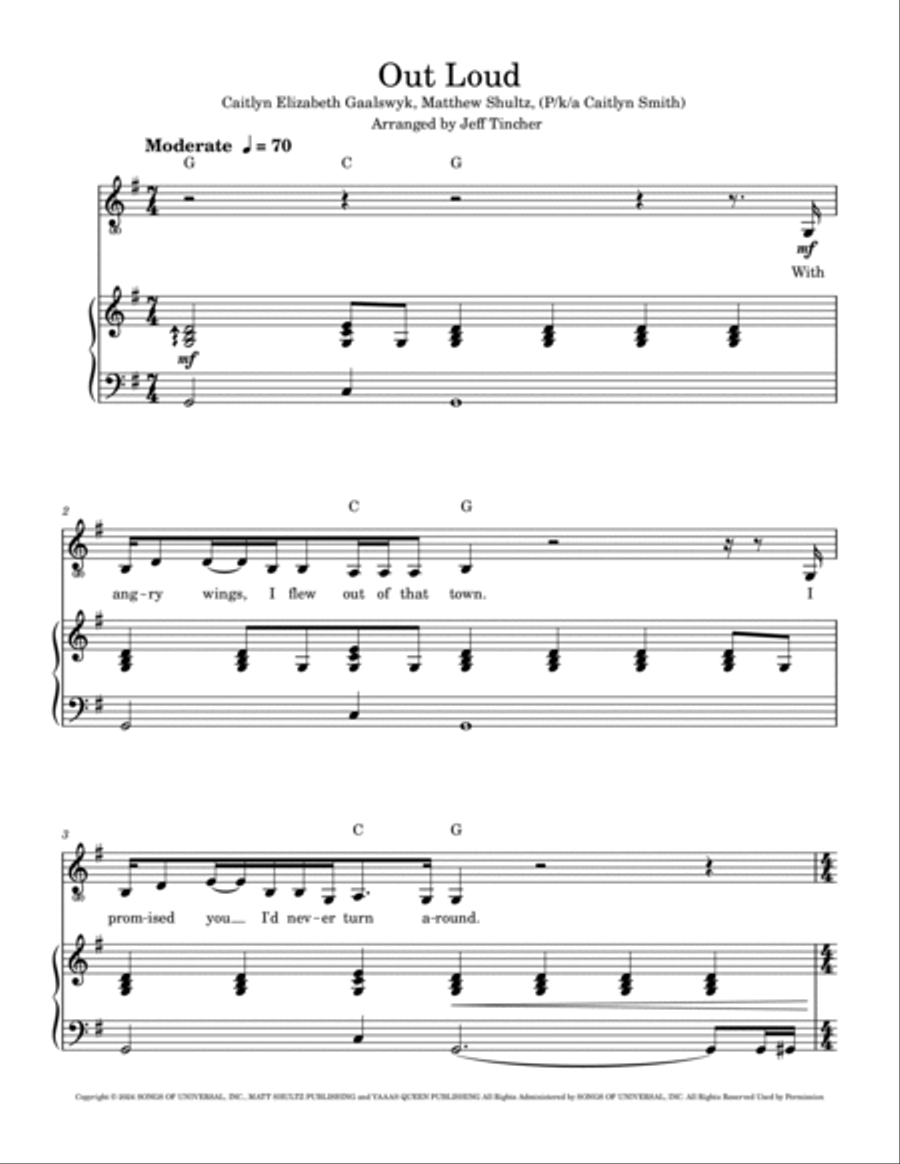 Out Loud Piano, Vocal, Guitar scores gallery preview page 2