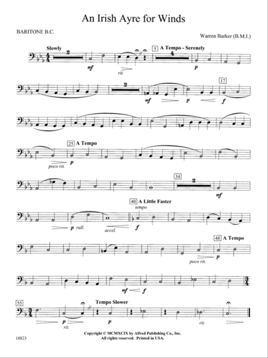 Irish Ayre for Winds: Baritone B.C. Concert Band scores gallery preview page 1
