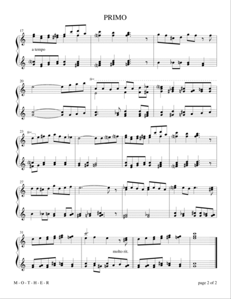 M-O-T-H-E-R (1 Piano, 4 Hands Duet) 1 Piano, 4-Hands scores gallery preview page 3
