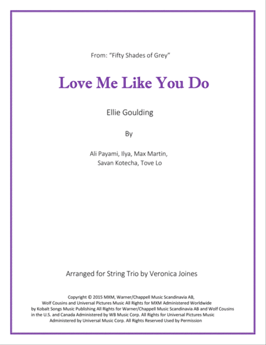 Love Me Like You Do String Trio scores gallery preview page 1