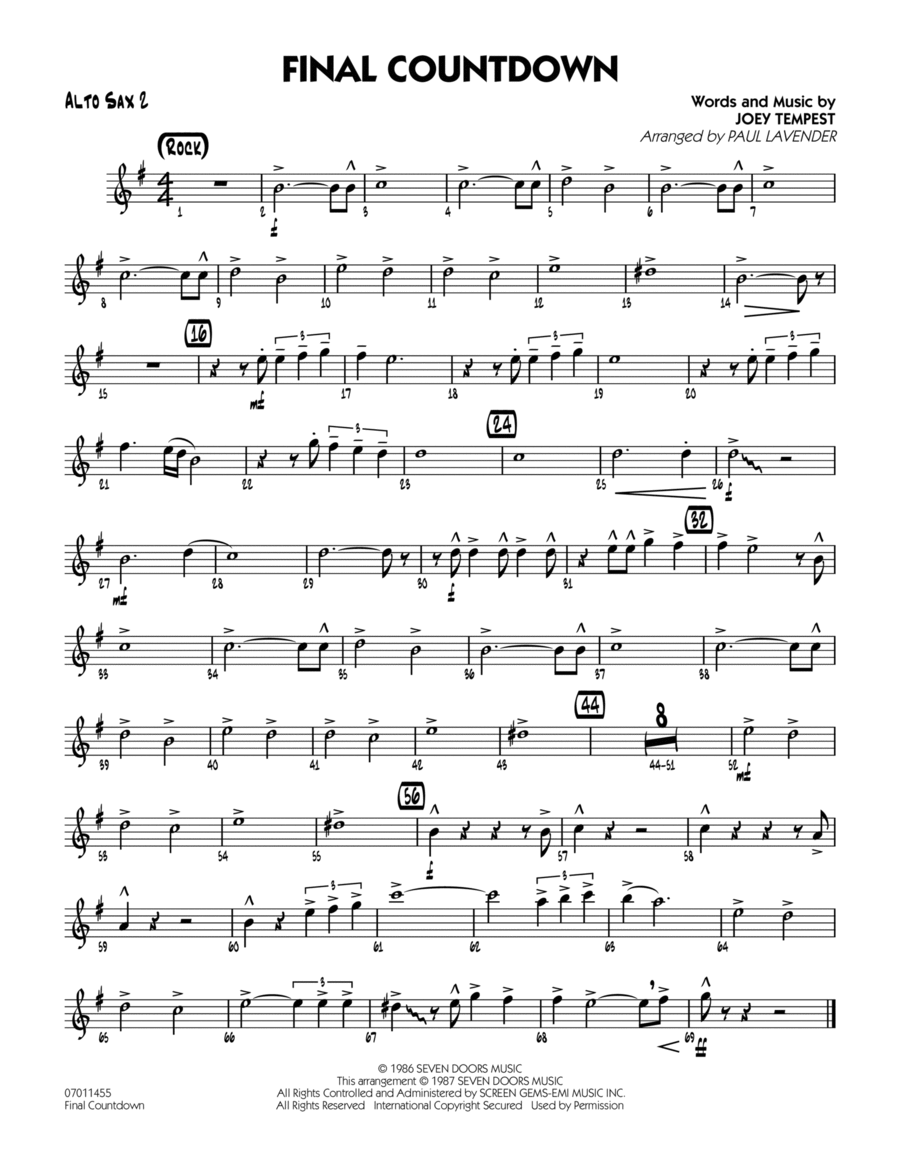 Final Countdown - Alto Sax 2 Jazz Ensemble scores gallery preview page 1