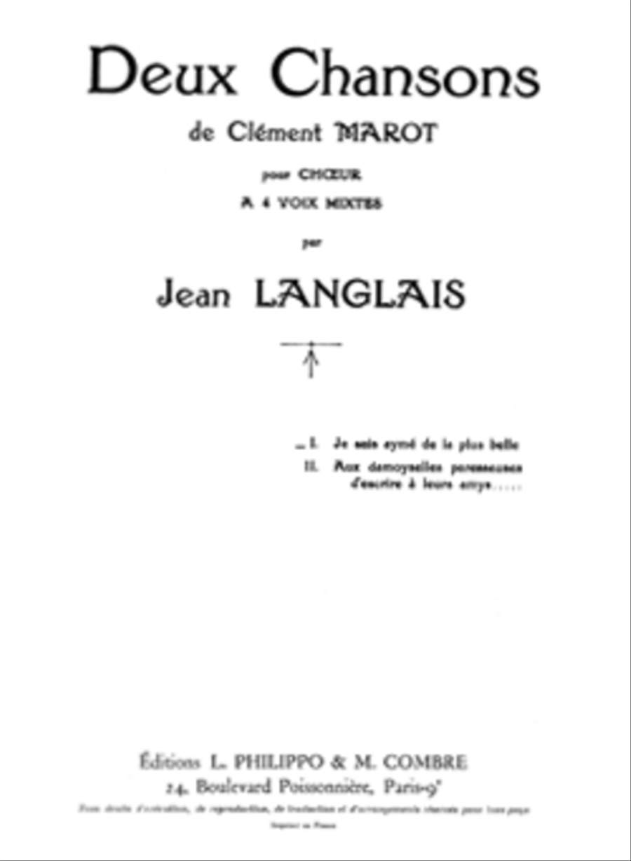 Chansons (2) Je suis ayme de la plus belle Choir scores gallery preview page 1