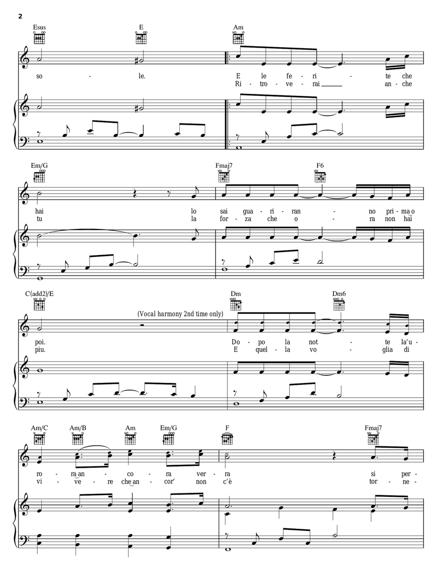 Come Primavera Come Primavera Piano, Vocal, Guitar scores gallery preview page 2