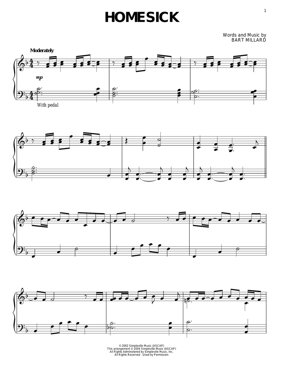 Homesick Piano Solo scores gallery preview page 1