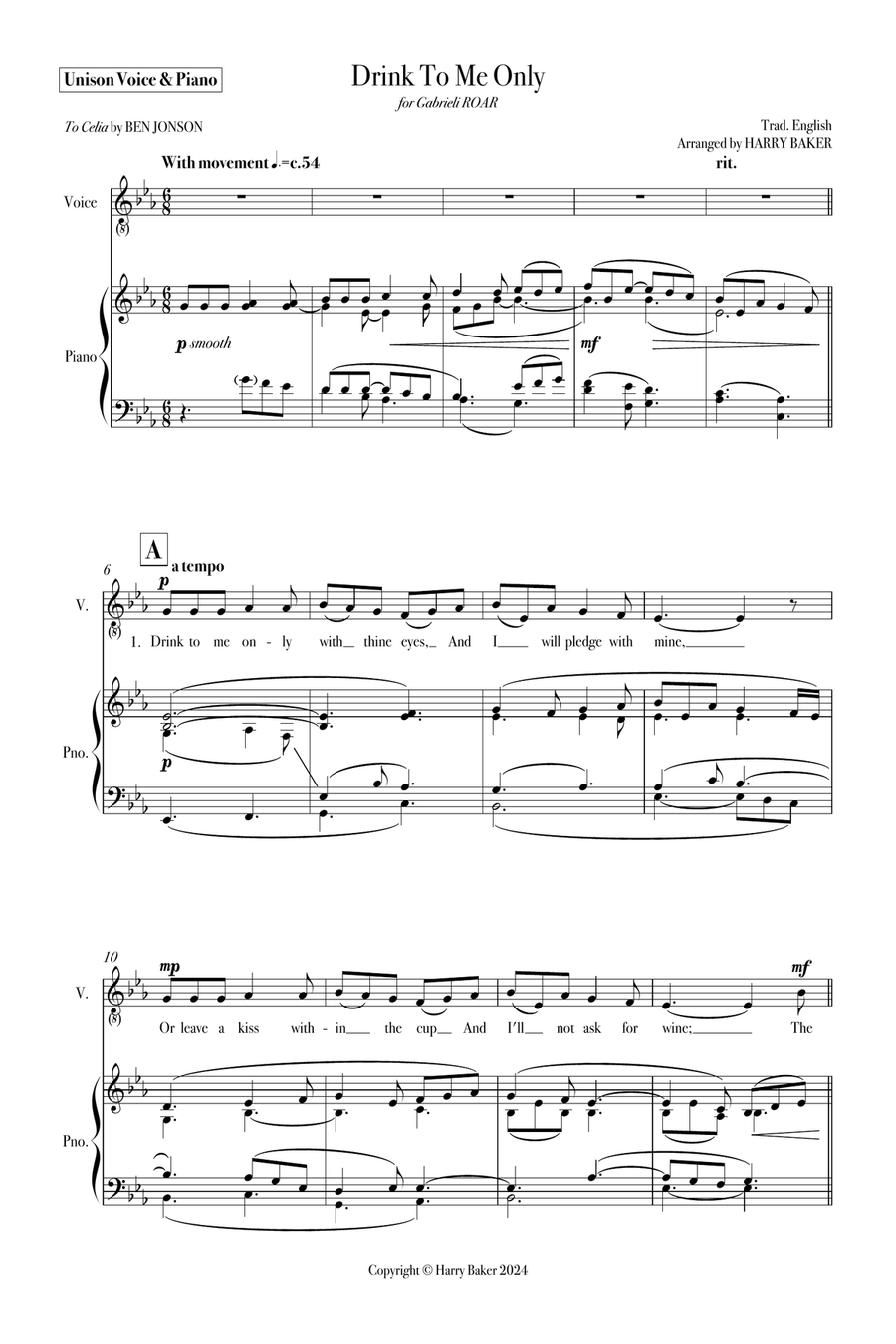 Drink To Me Only Drink To Me Only Unison Choir scores gallery preview page 3