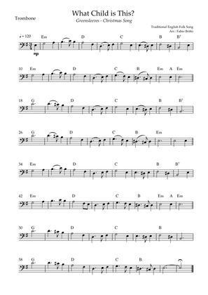 What Child is This? - Greensleeves (Christmas Song) for Trombone Solo with Chords