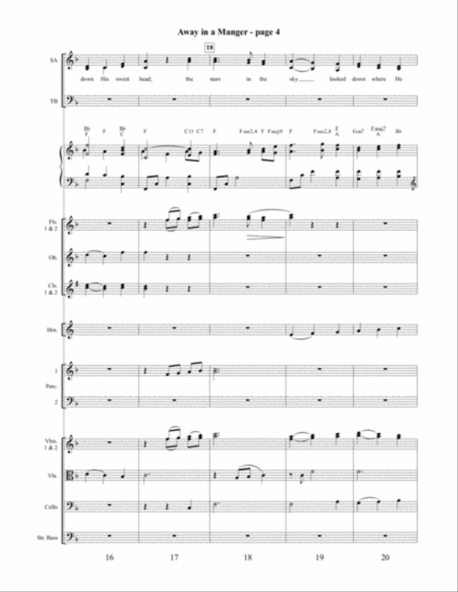 Away in a Manger 4-Part scores gallery preview page 5