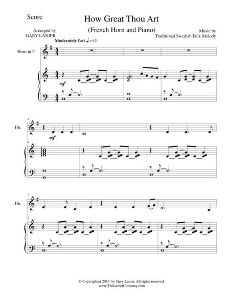 HOW GREAT THOU ART (French Horn/Piano and Horn Part)