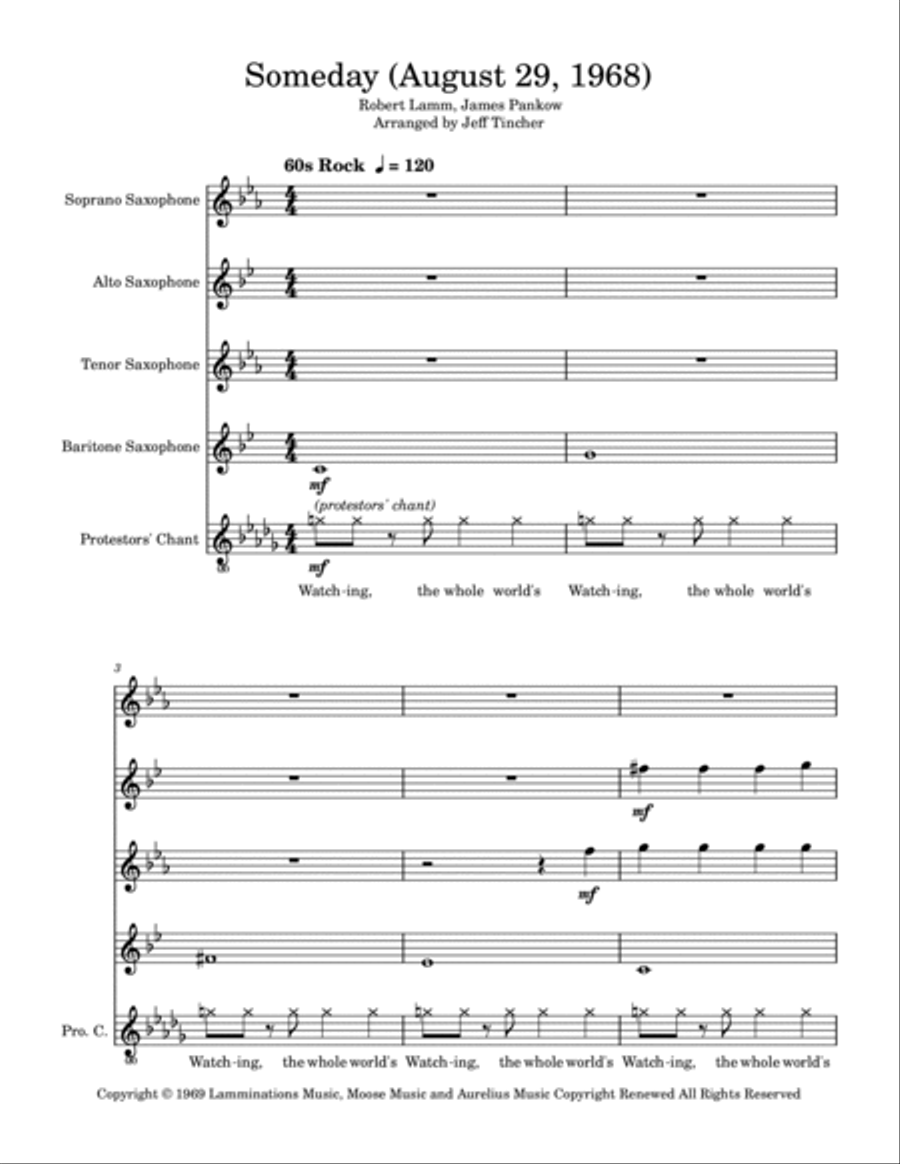 Someday (August 29, 1968) Saxophone Quartet scores gallery preview page 2