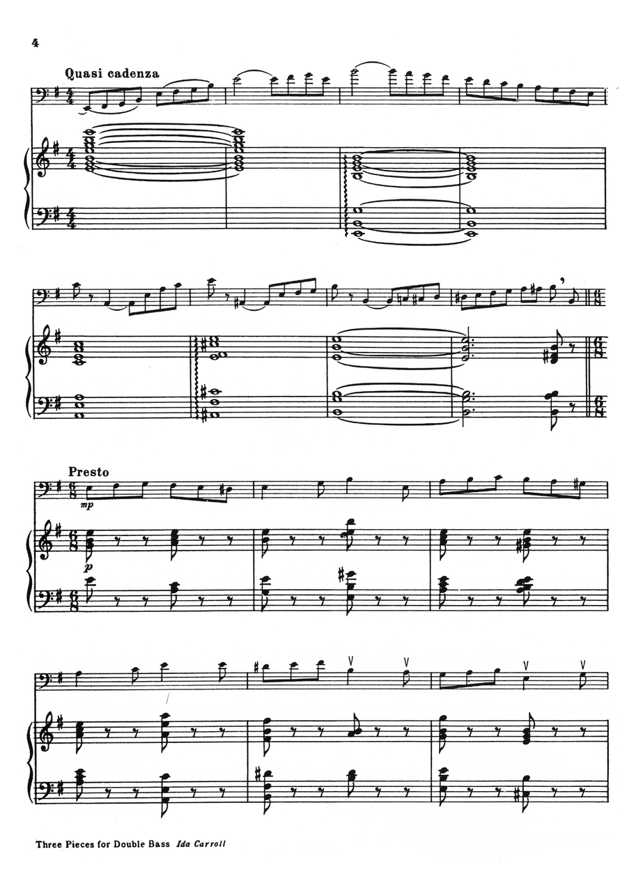 Three Pieces for Double Bass by Ida Carroll Double Bass scores gallery preview page 4