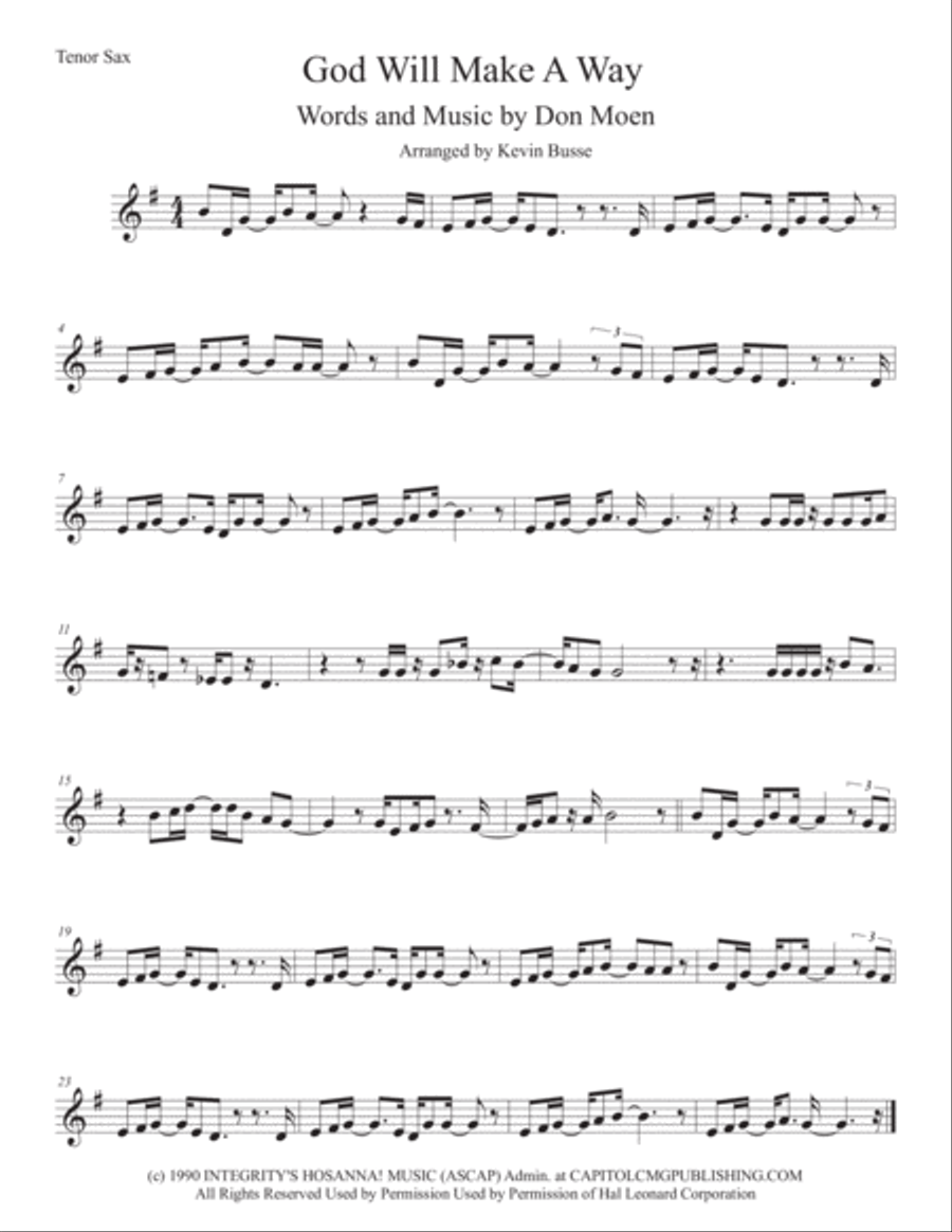 God Will Make A Way Tenor Saxophone scores gallery preview page 1