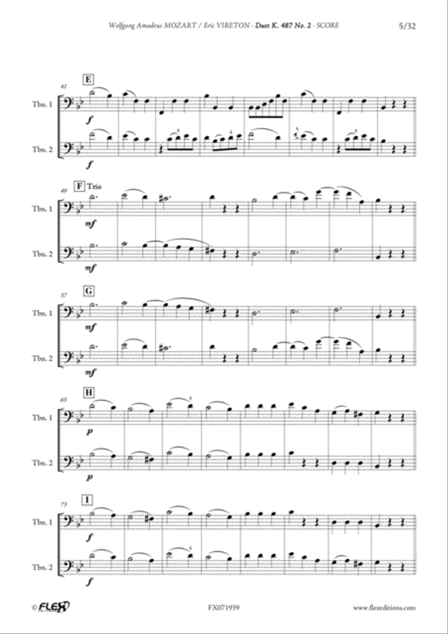Duet K 487 No. 1 to 12 Duet K 487 No. 1 to 12 Trombone Duet scores gallery preview page 5