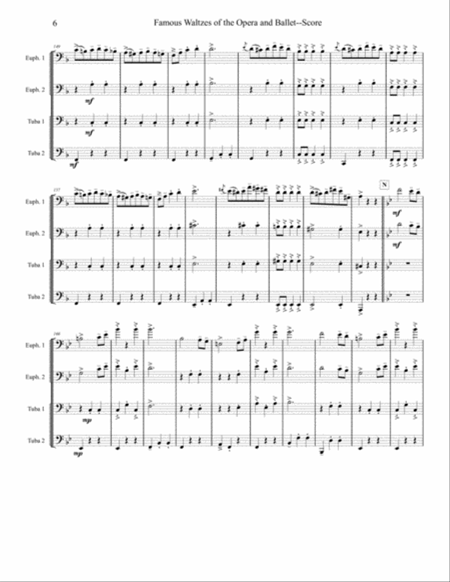 Famous Waltzes of the Opera and Ballet - Tuba/Euphonium Quartet Brass Ensemble scores gallery preview page 6