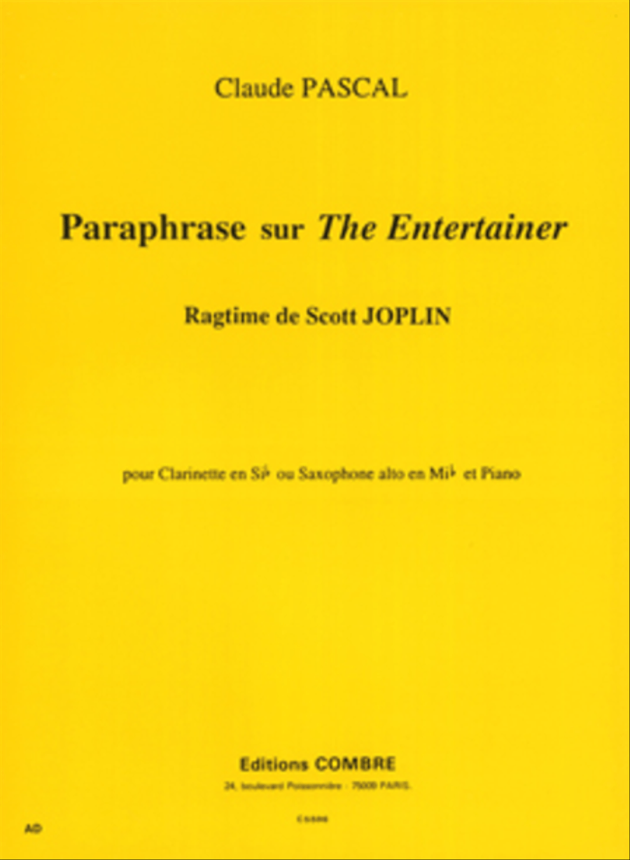 Paraphrase sur the Entertainer de S. Joplin Clarinet scores gallery preview page 1