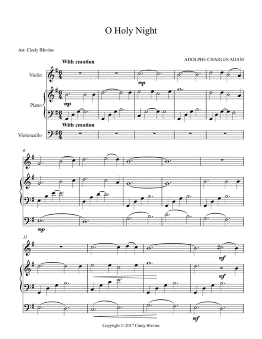 O Holy Night, for Piano, Violin and Cello image number null