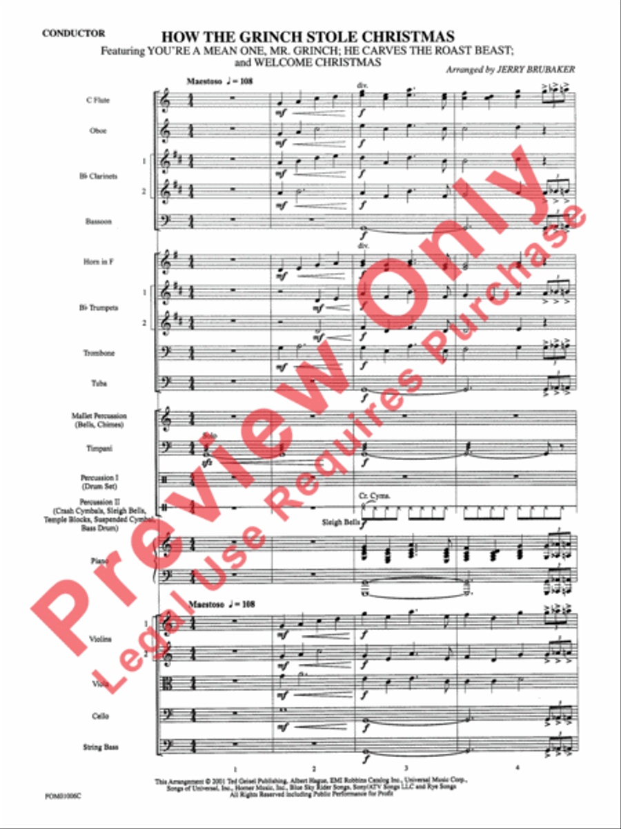 How the Grinch Stole Christmas (Medley) Full Orchestra scores gallery preview page 4