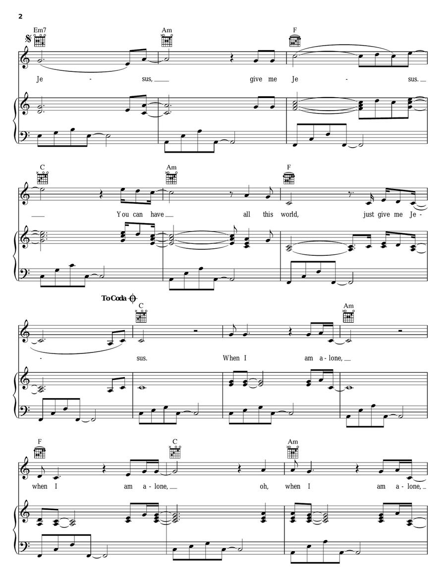 Give Me Jesus Give Me Jesus Piano, Vocal, Guitar scores gallery preview page 2