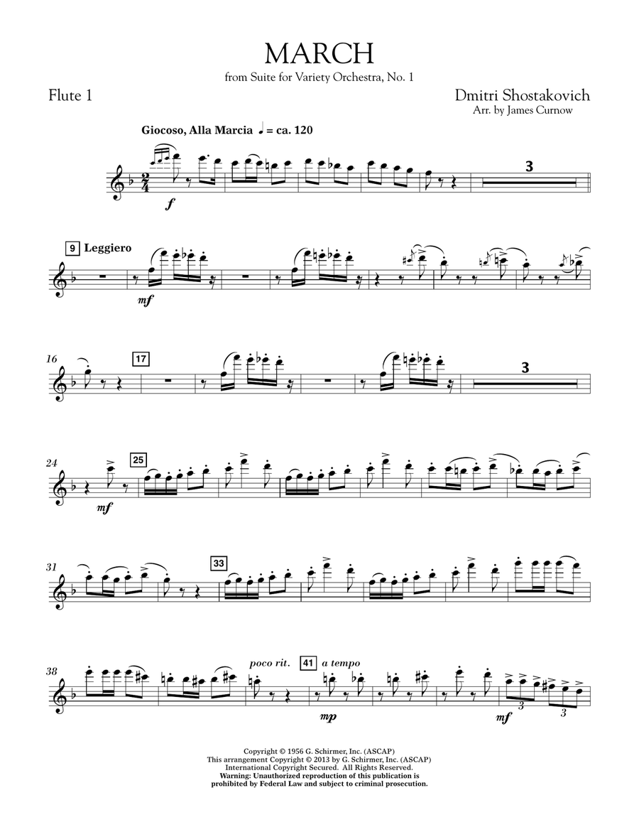 March from Suite for Variety Orchestra, No. 1 - Flute 1 Concert Band scores gallery preview page 1