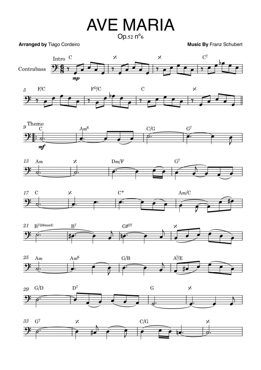 Ave Maria Op.52 nº6 Ave Maria Op.52 nº6 Double Bass scores gallery preview page 1