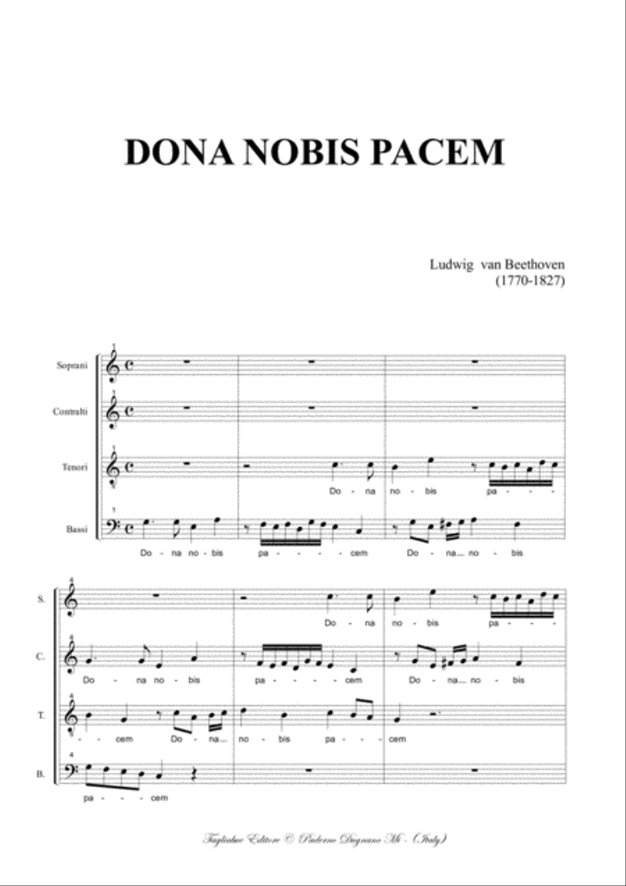 DONA NOBIS PACEM - Beethoven - For SATB Choir 4-Part scores gallery preview page 2