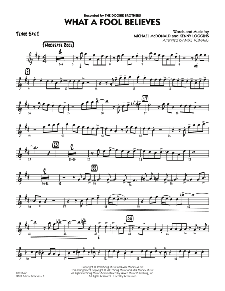 What A Fool Believes - Tenor Sax 2 Jazz Ensemble scores gallery preview page 1