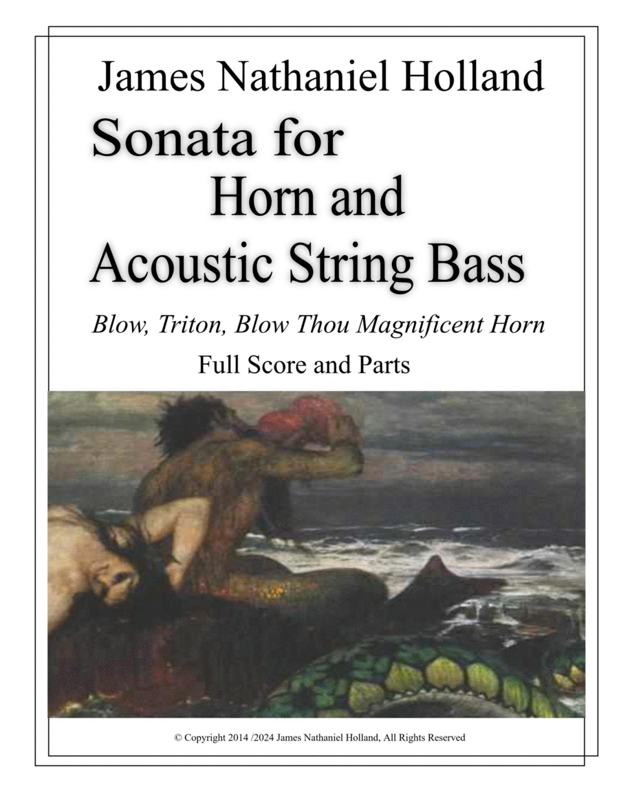 Sonata for French Horn and Acoustic String Bass, 3 Movements Double Bass scores gallery preview page 1