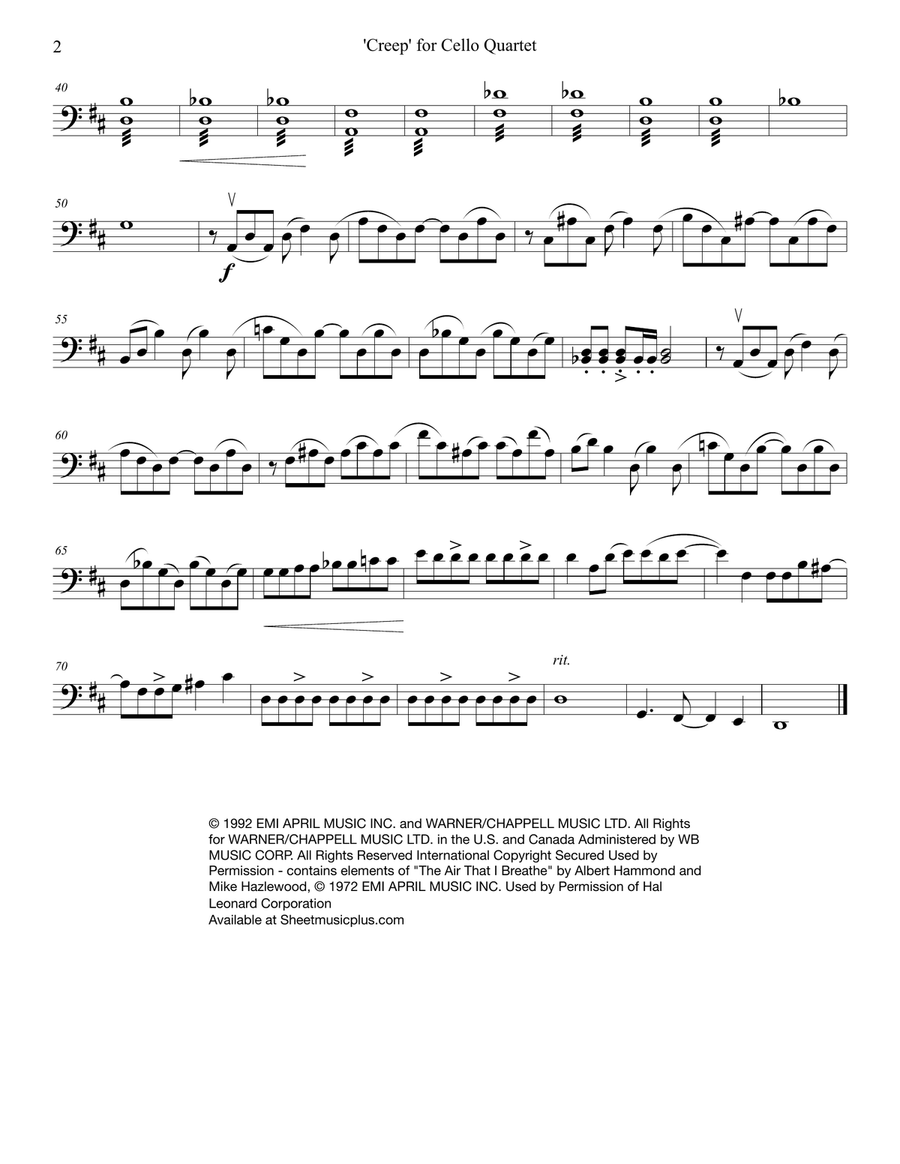 Creep String Quartet scores gallery preview page 4