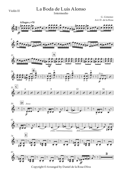 La Boda de Luis Alonso - G. Gimenez - For String Quartet (Violin II)