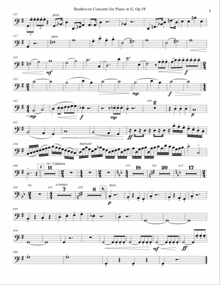 Concertos for Five Beethoven Piano Concerto in G maj. First mvnt Arr. for String Quartet, String par Piano Quintet scores gallery preview page 5