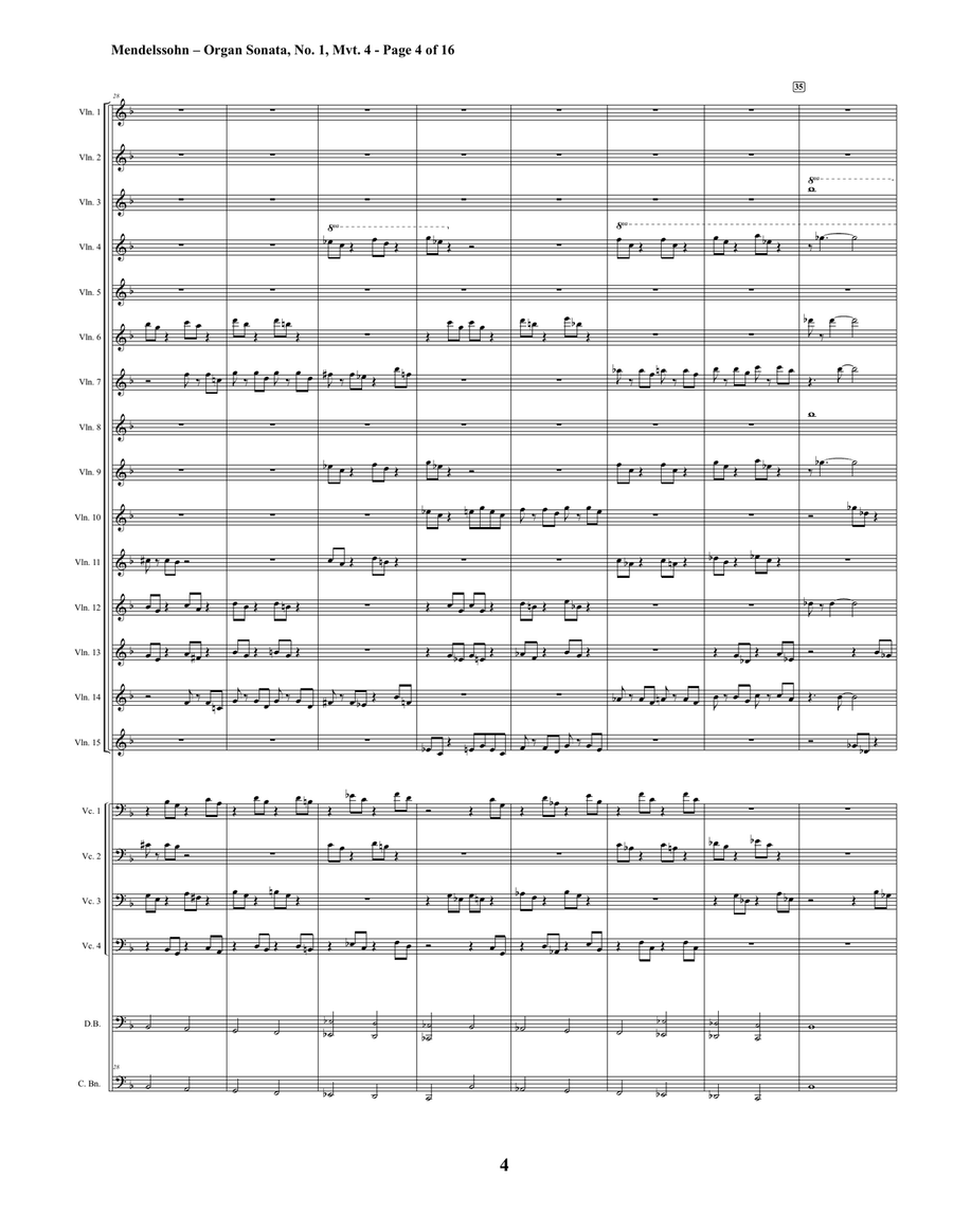 Felix Mendelssohn - Organ Sonata No. 1, Mvt. 4 (String Orchestra) String Orchestra scores gallery preview page 4