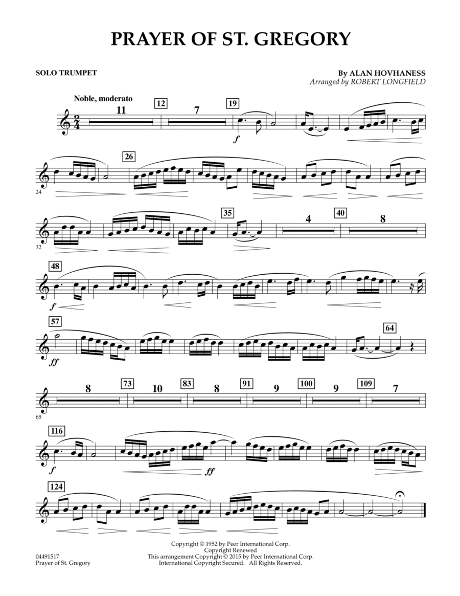 Prayer of St. Gregory (Educational Edition) - Solo Bb Trumpet