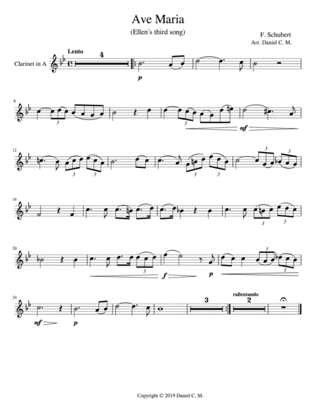 Ave Maria for A clarinet and piano image number null