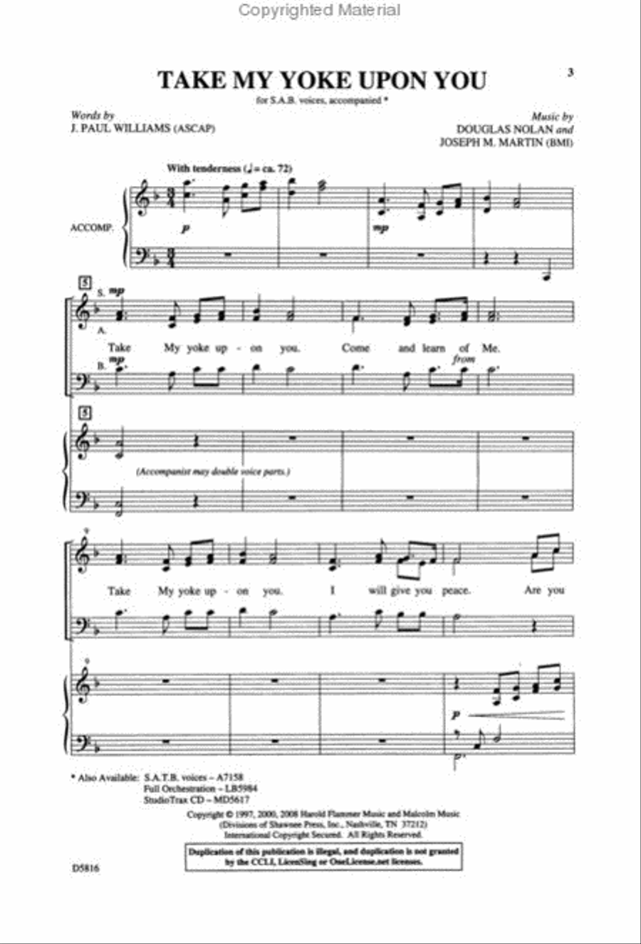 Take My Yoke Upon You 3-Part scores gallery preview page 2