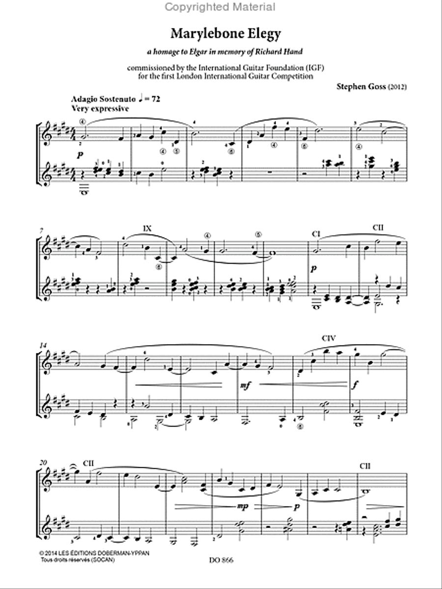 Marylebone Elegy Classical Guitar scores gallery preview page 2