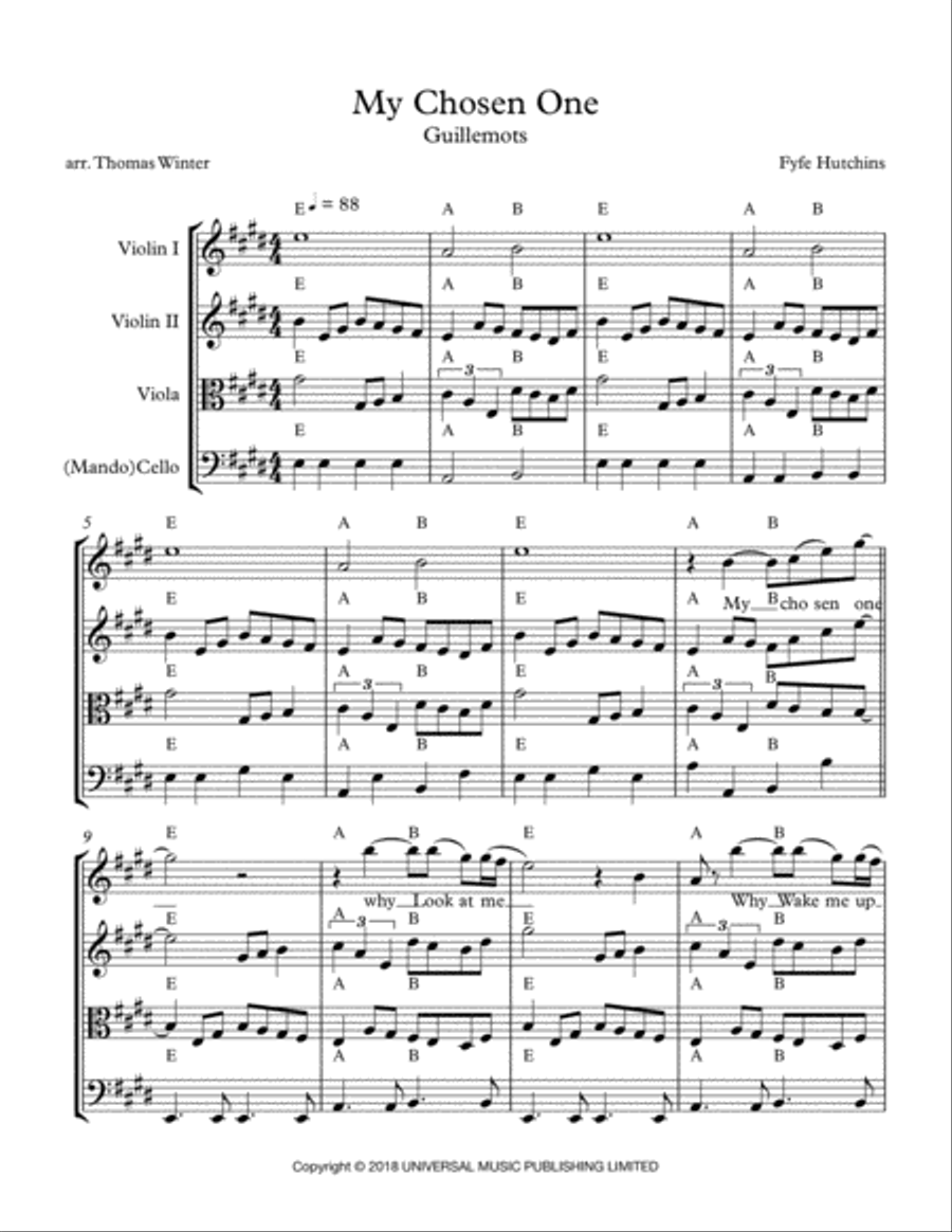 My Chosen One My Chosen One String Quartet scores gallery preview page 1