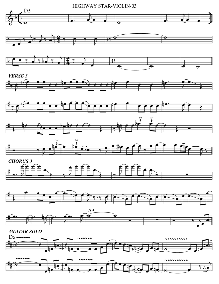 Highway Star Violin Solo scores gallery preview page 3