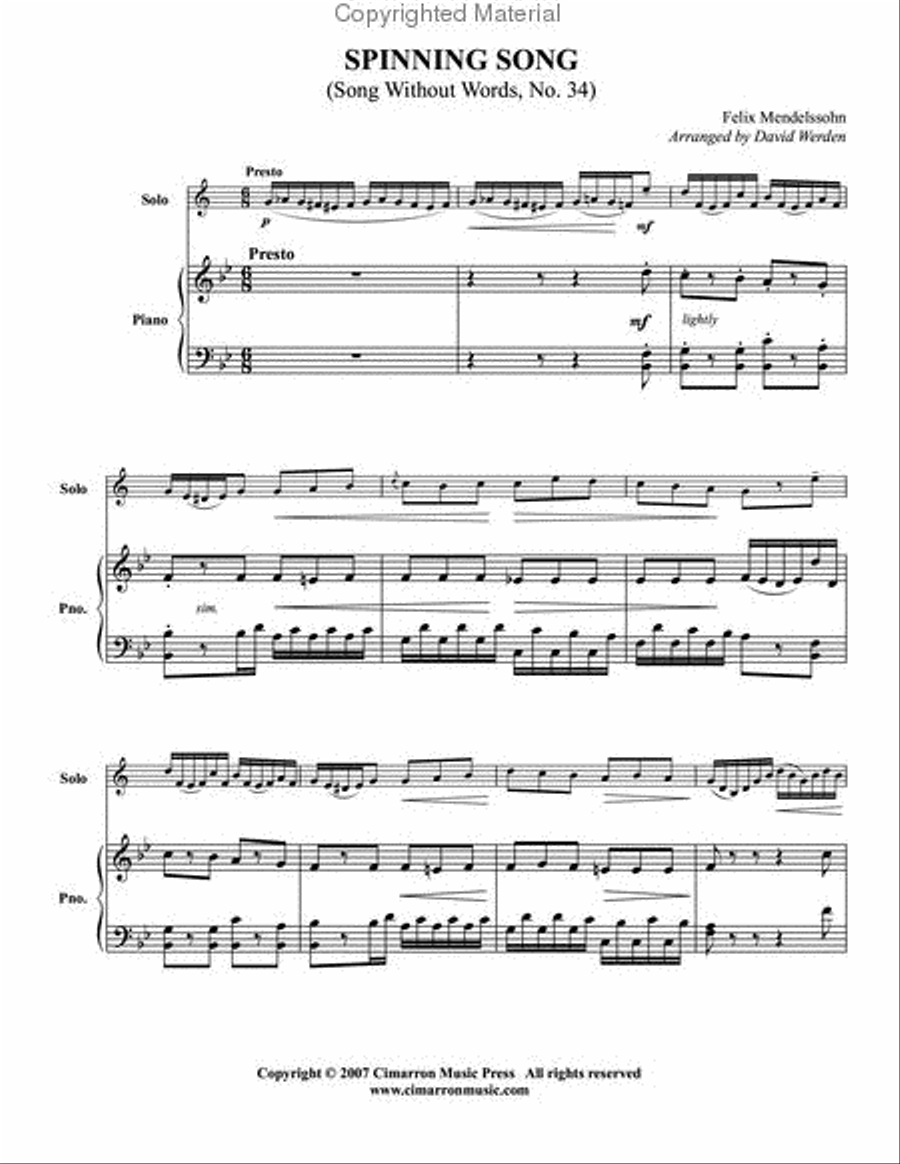 Spinning Song Clarinet scores gallery preview page 2