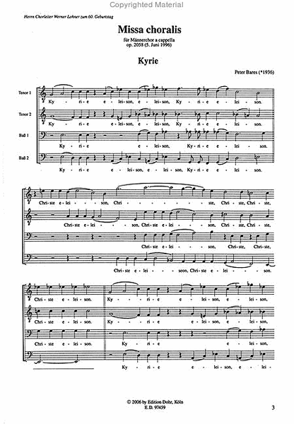 Missa choralis und Pater noster für Männerchor a cappella (1996/97)