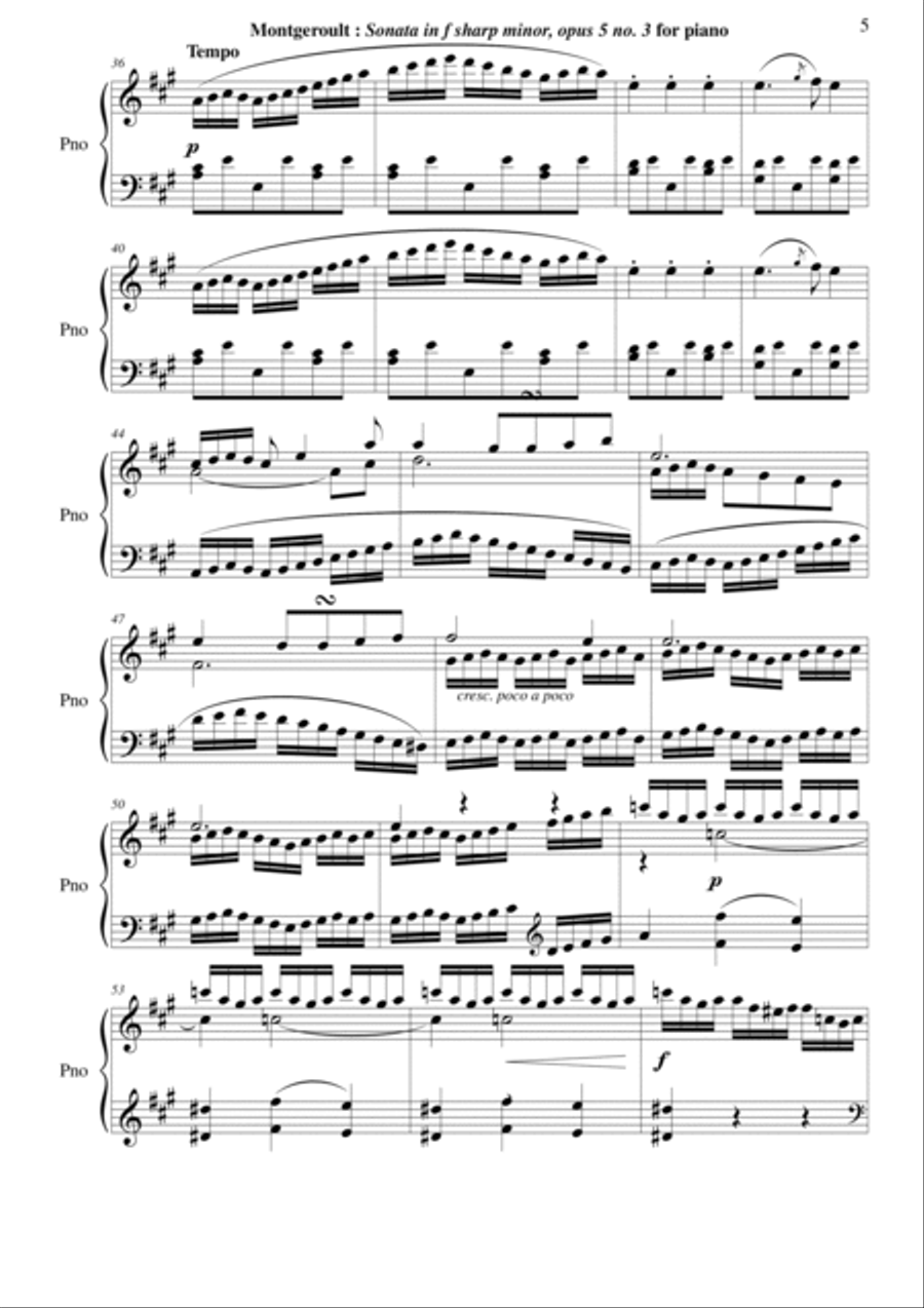 Hélène de Montgeroult: Sonata in f-sharp minor, Opus 5 no. 3 Piano Solo scores gallery preview page 5