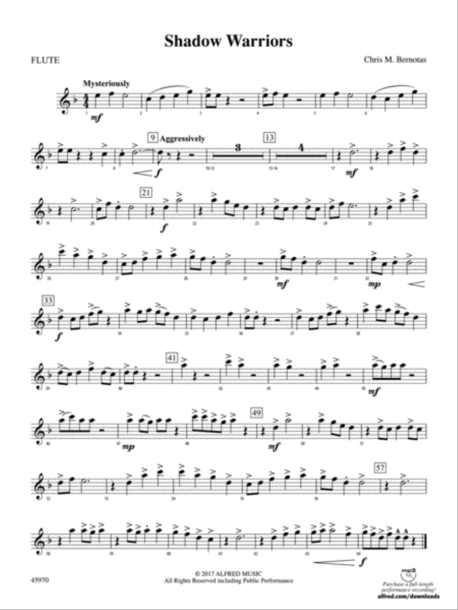 Shadow Warriors: Flute Shadow Warriors: Flute Concert Band scores gallery preview page 1