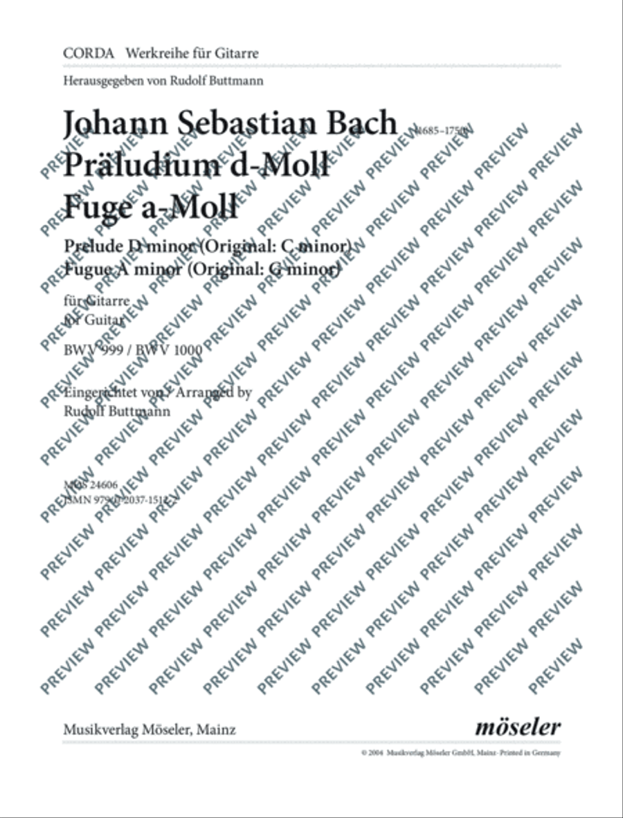 Präludium D minor (orig. C minor) / Fuge A minor (orig. G minor) Classical Guitar scores gallery preview page 2