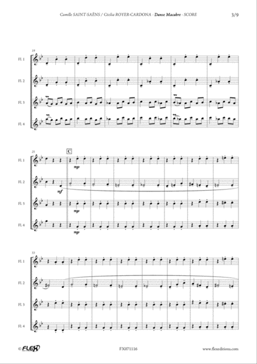 Danse Macabre Flute Quartet scores gallery preview page 3