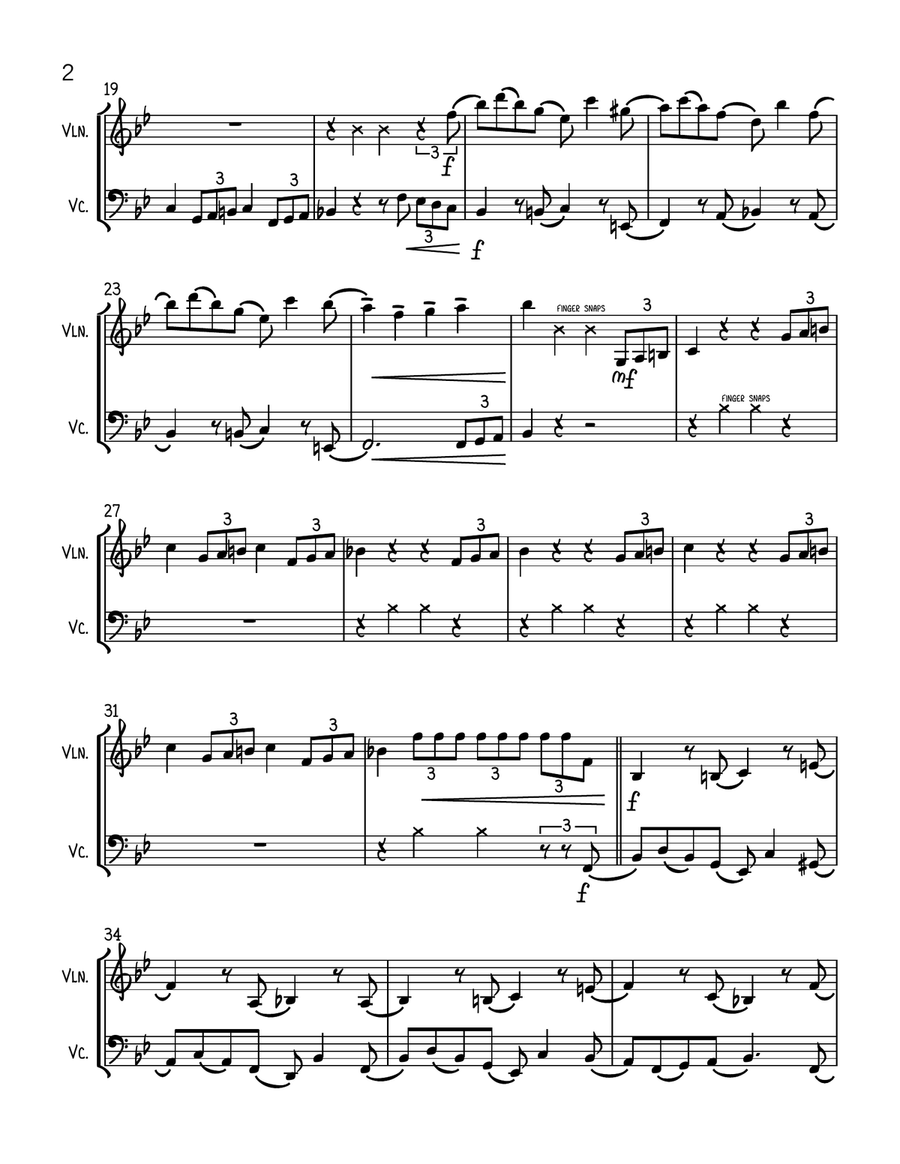 Addams Family Theme String Duet scores gallery preview page 2
