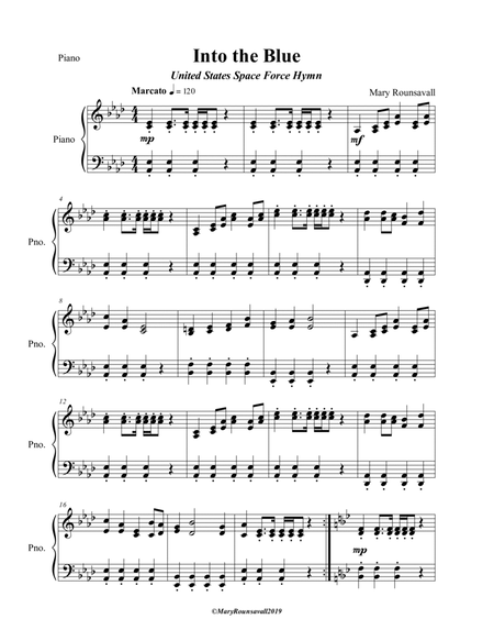 US SPACE FORCE HYMN (Into the Blue) PIANO PART Piano Method - Digital Sheet Music