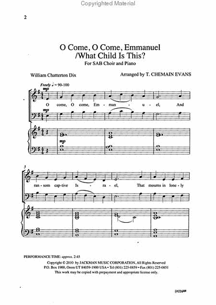 O Come O Come Emmanuel / What Child Is This? - SAB image number null